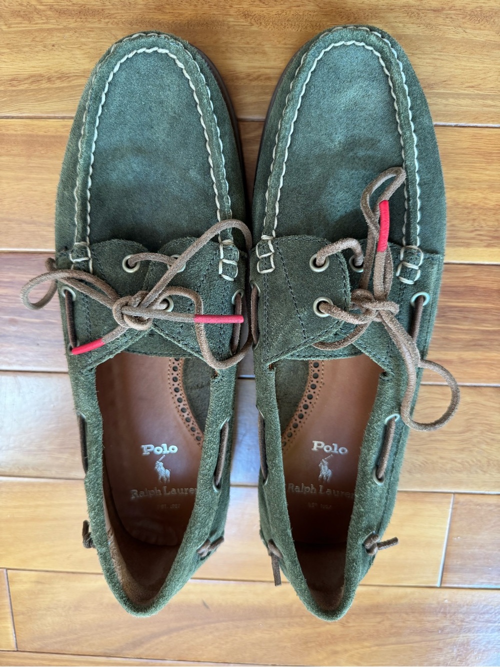 Polo by Ralph Lauren Olive Green Suede Moc Toe Boat Shoes